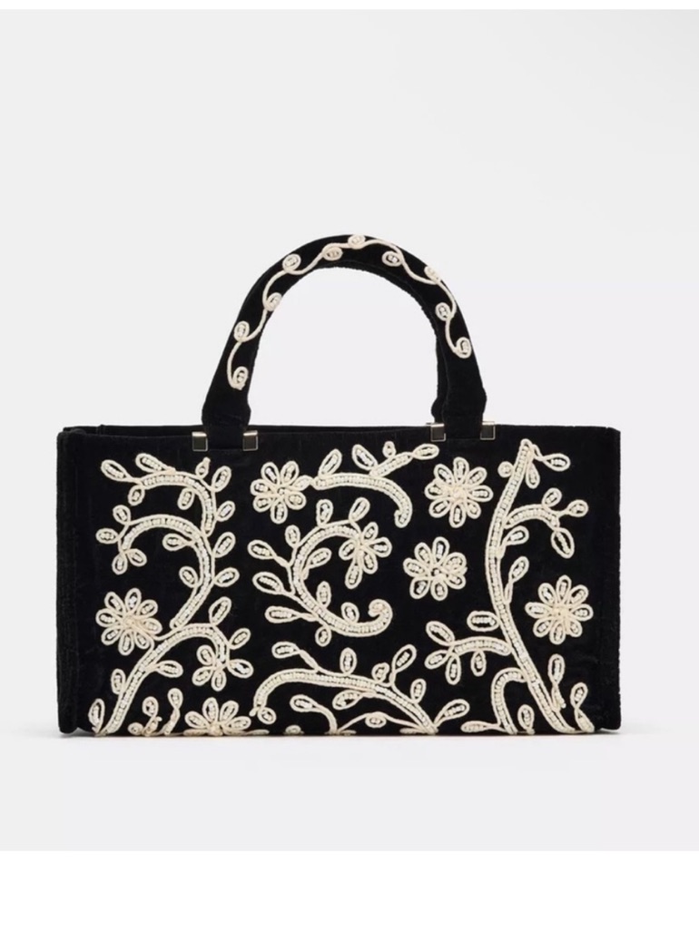 Zara Floral Beads Embroidered City Bag